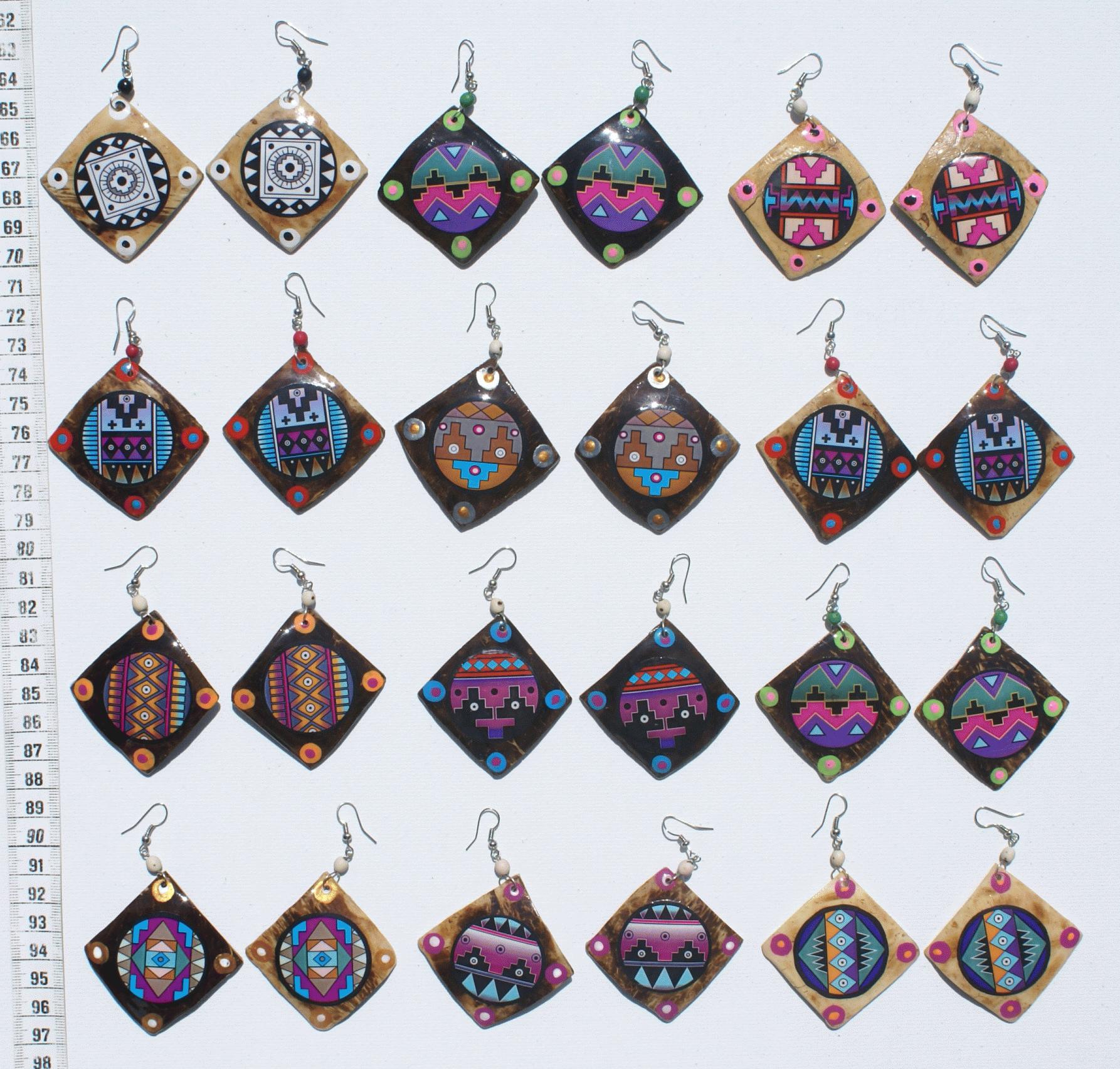 Lot 6 Pairs Coconut Earrings Color Ethnic Pictures Ornament Jewelry 